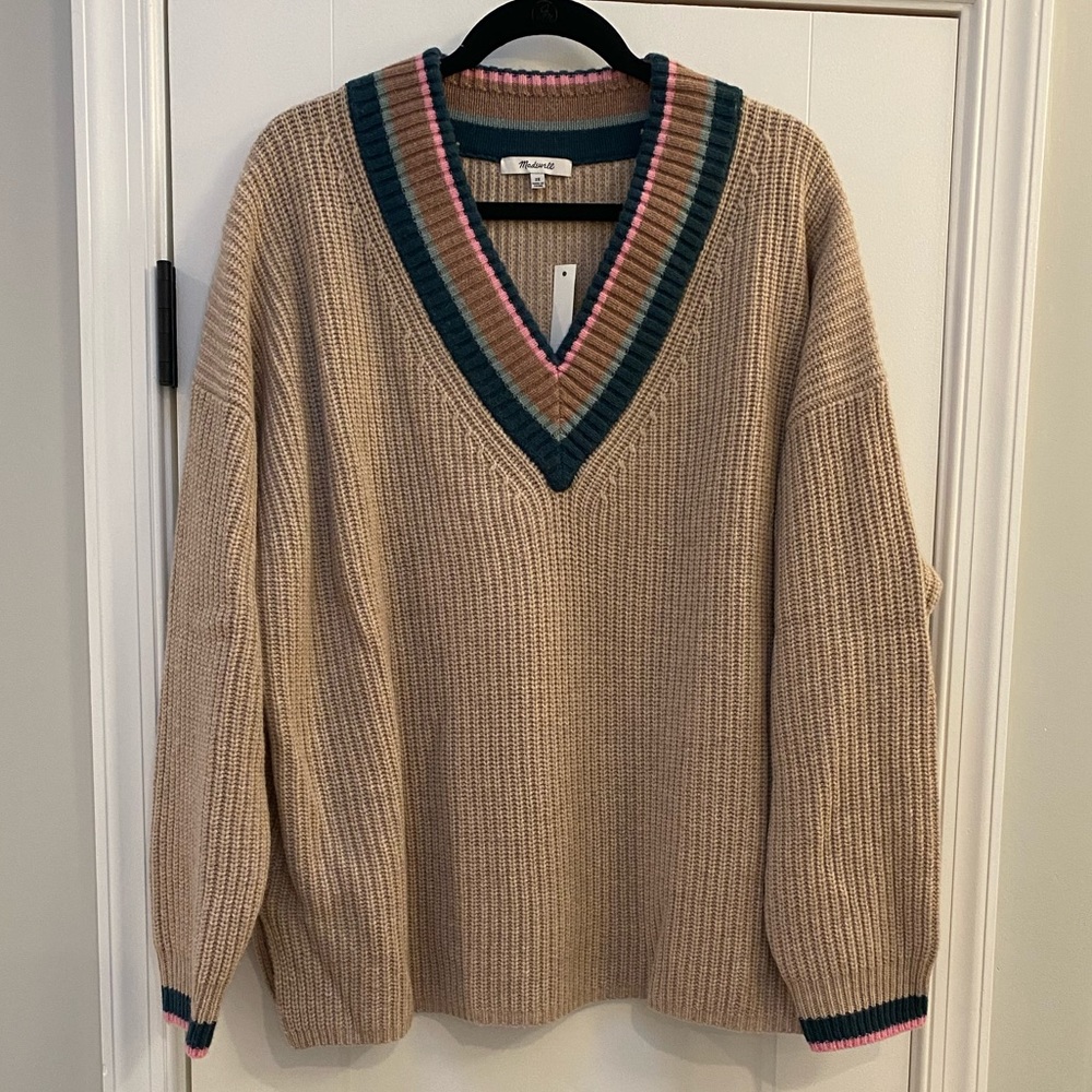 NWT Madewell Tipped Forrest v neck sweater